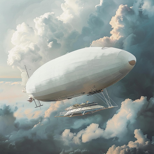 Photo big white airship in the air