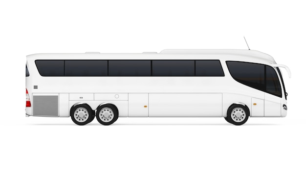 Big White Coach Tour Bus with Blank Surface for Yours Design on a white background. 3d Rendering