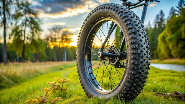 a bike is parked in the grass with the words quot bike quot on the front