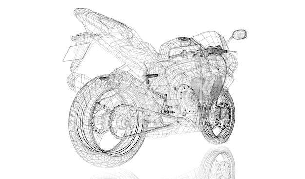 Bike, motorcycle,  3D model body structure, wire model