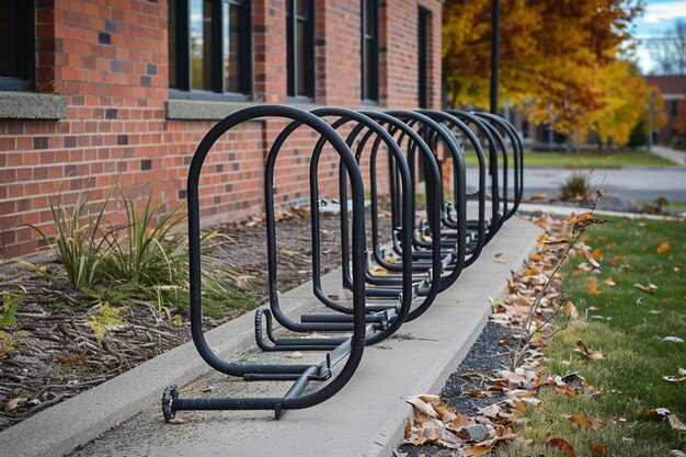 Photo bike rack installation in urban areas ar generative ai