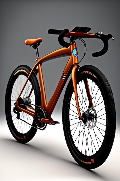 A bike with a black frame and orange trim.