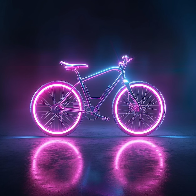 Photo a bike with neon lights