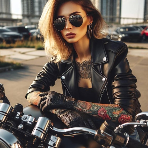 Photo biker girl