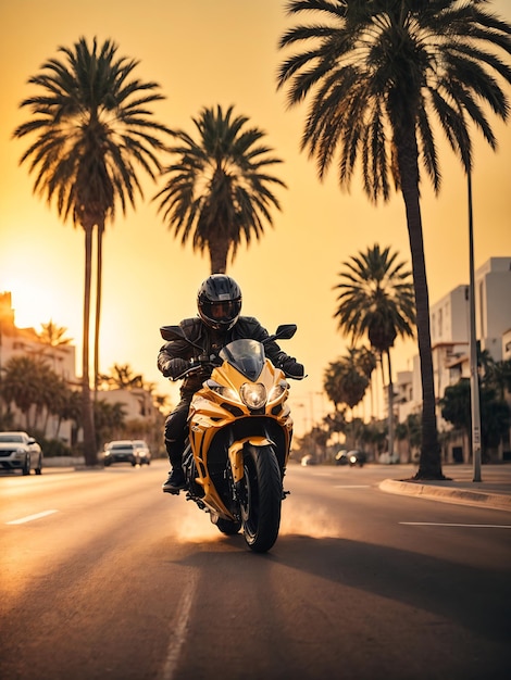 biker in outfit on a city