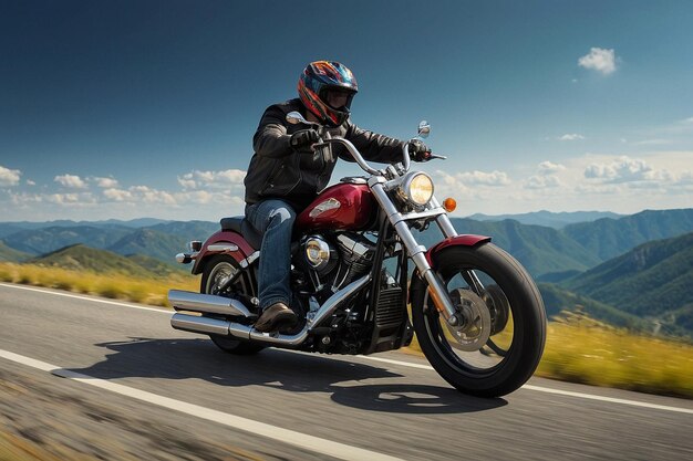 Biker riding along narrow ridge