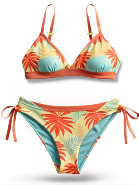 Photo a bikini top with palm leaves on it and the bottom half of the bikini has a palm leaf on the top