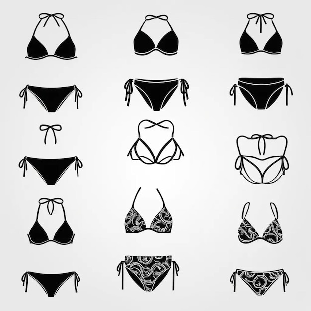 Photo bikini vector icon set silhouette of bikini ideas