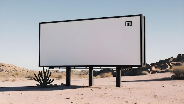 a billboard for an atm is displayed in the desert