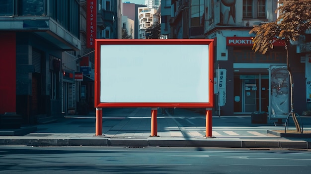 Photo billboard and copy space on white screen