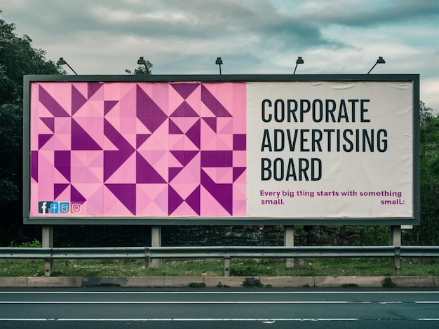 a billboard for corporate advertising board board on the highway