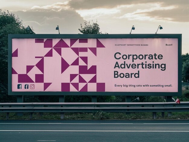 Photo a billboard for corporate advertising board board on a highway