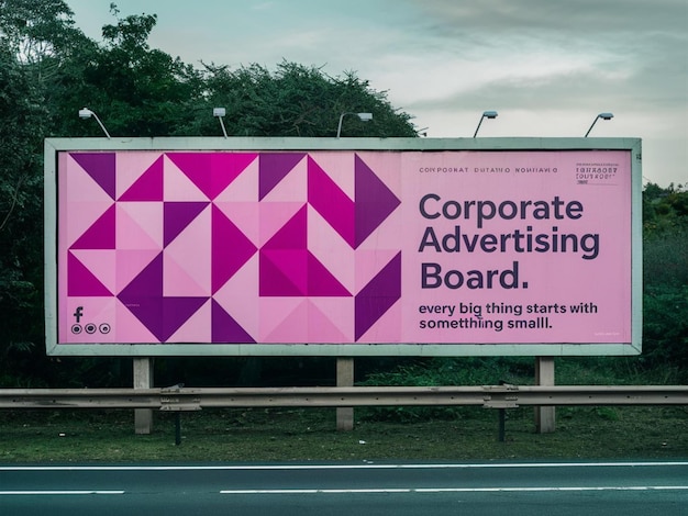 Photo a billboard for corporate advertising board board with a pink background