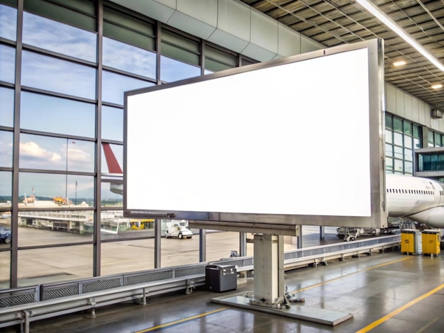 Photo billboard mockup at airport terminal