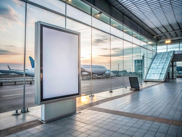 Photo billboard mockup at airport terminal