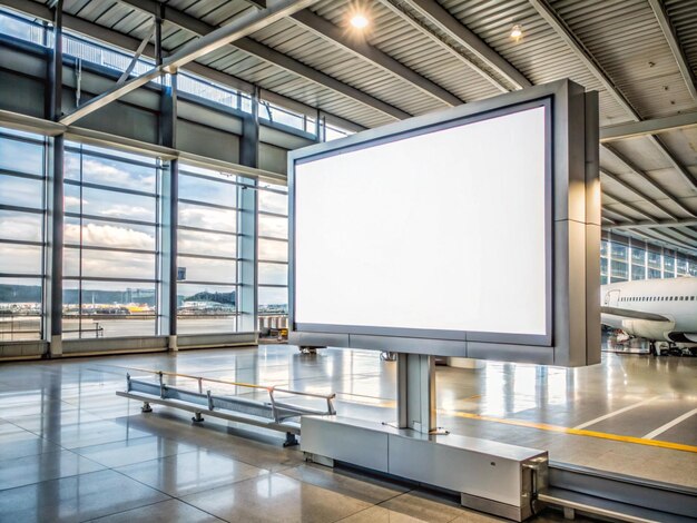 Photo billboard mockup at airport terminal