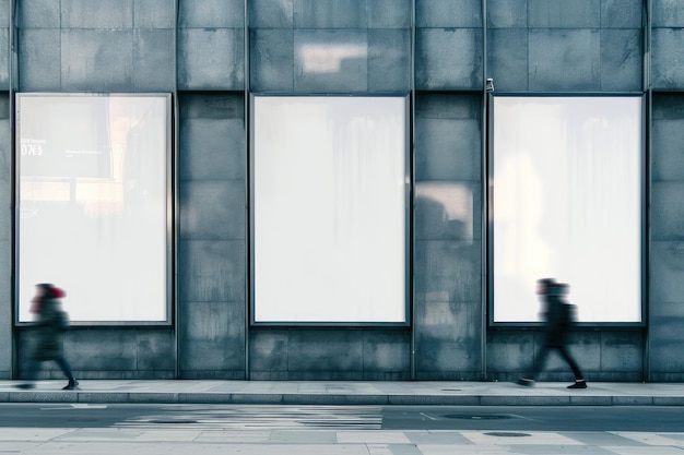 Billboard mockup building walking person