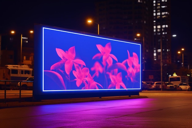 billboard in neon style urban wall mockup