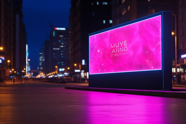 billboard in neon style urban wall mockup