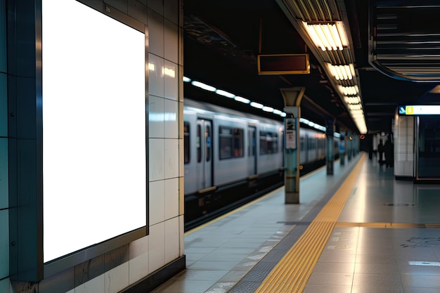 Photo billboard signboard poster banner ad advertising station subway train bus mockup display wall sign