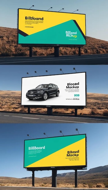 Photo a billboard that has a car on it and a sign that says billboards on it