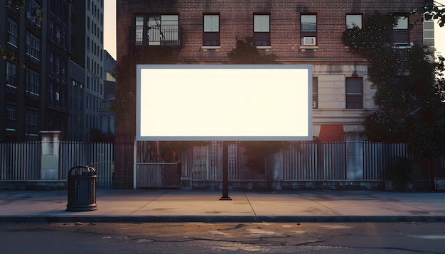 a billboard that is on a building with a man standing in front of it