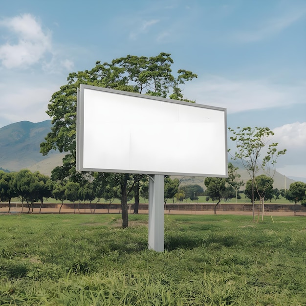 a billboard that is in a field that says quot blank quot