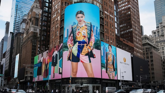 a billboard that says fashion on it is advertising a fashion brand