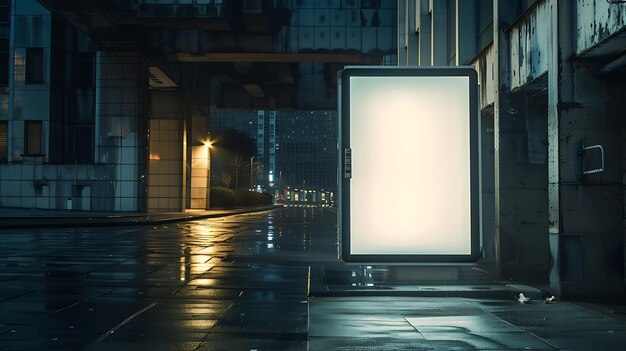 Photo billboard in an urban alleyway at night