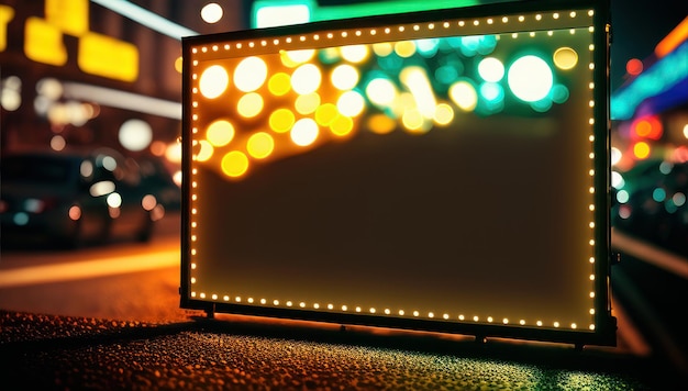 A billboard with lights on it with the word tv on it