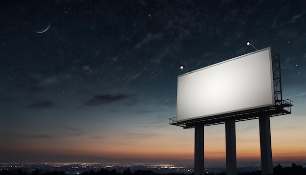 a billboard with a moon in the sky and the moon in the background