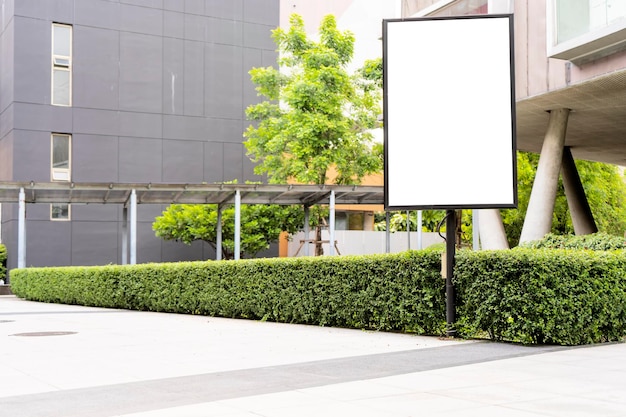 Billboards concept Installed in the corridor with buildings and trees as an element The floor is empty can be put on advertising media