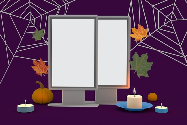 Billboards Front Side In Halloween Themed Background