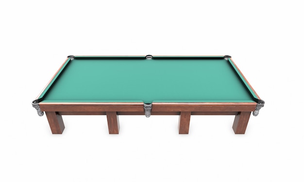 Billiard table with balls and cues isolated on white background 3d render