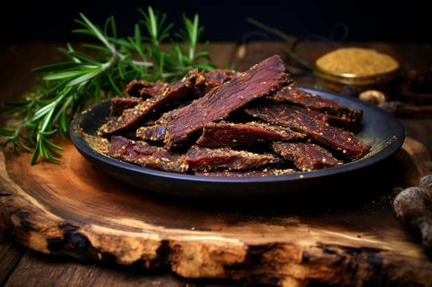 Biltong with a touch of garlic and black pepper yummy delicious Biltong food image photography