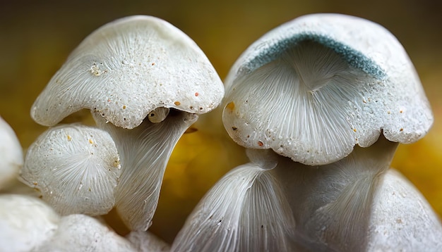 Bin of fresh raw white mushrooms Generative Ai