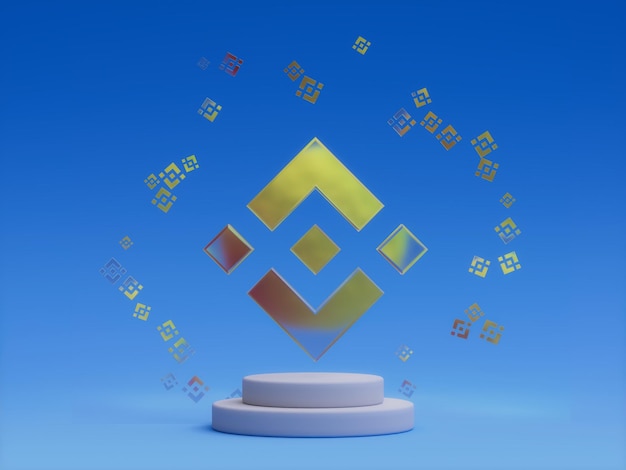 Binance Crypto Podium Platform Abstract Minimal Showcase 3D Illustration