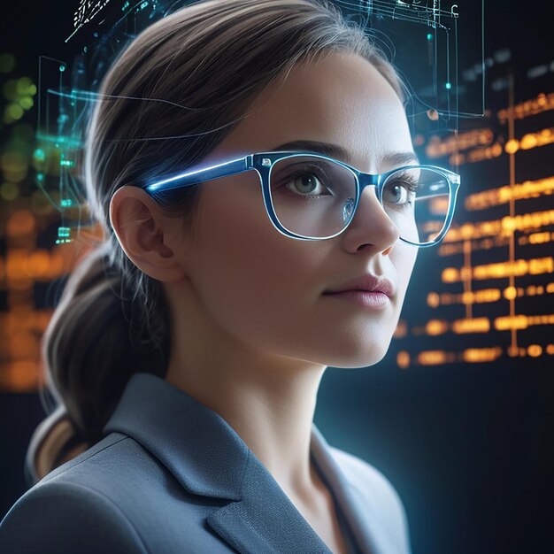 Binary code cyber business woman images with ai generated 1