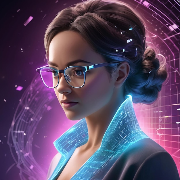 Binary code cyber business woman images with ai generated