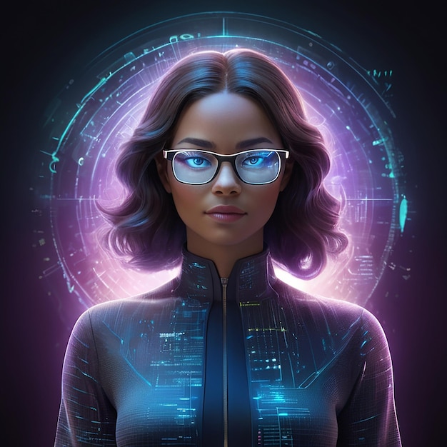 Binary code cyber business woman images with ai generated