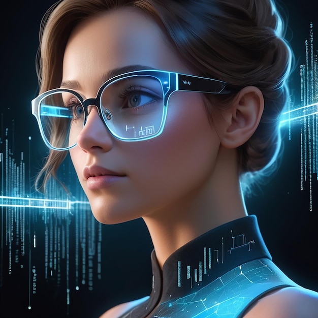 Binary code cyber business woman images with ai generated