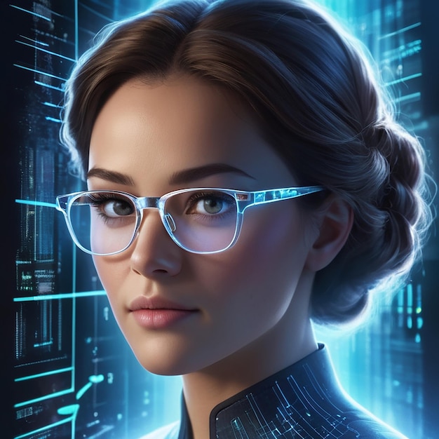 Binary code cyber business woman images with ai generated