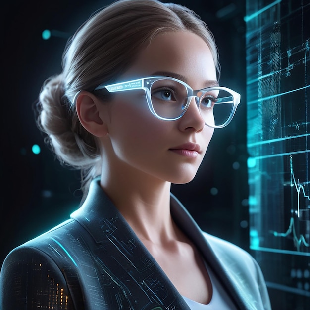 Binary code cyber business woman images with ai generated