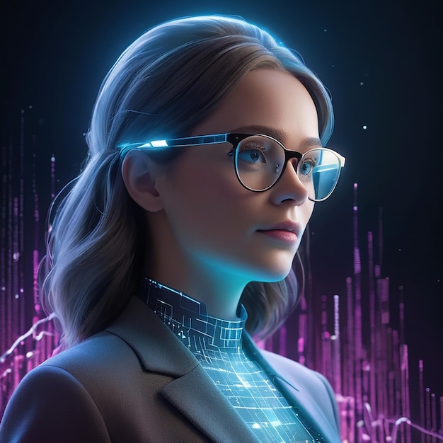 Binary code cyber business woman images with ai generated