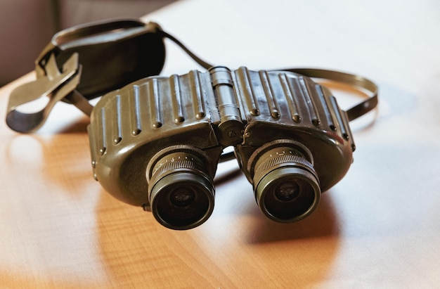 Binoculars on the table