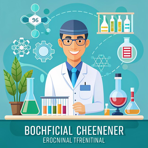 Photo biochemical engineer vector flat style innovation