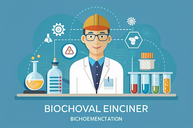 Photo biochemical engineer vector flat style innovation