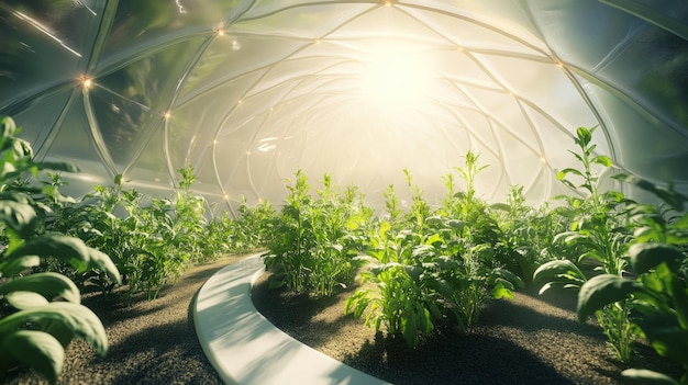 Biodome Oasis Plants Thrive Under Artificial Sun in Engineered Soil