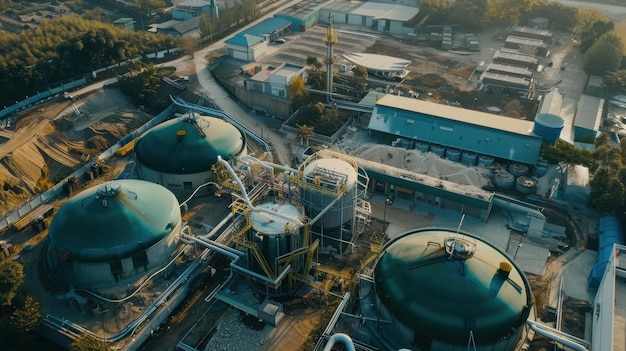 Biogas plant converting organic waste into energy showcasing sustainable practices