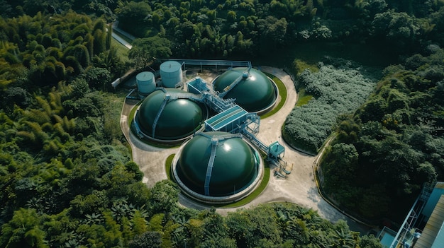 Biogas plant converting organic waste into energy showcasing sustainable practices